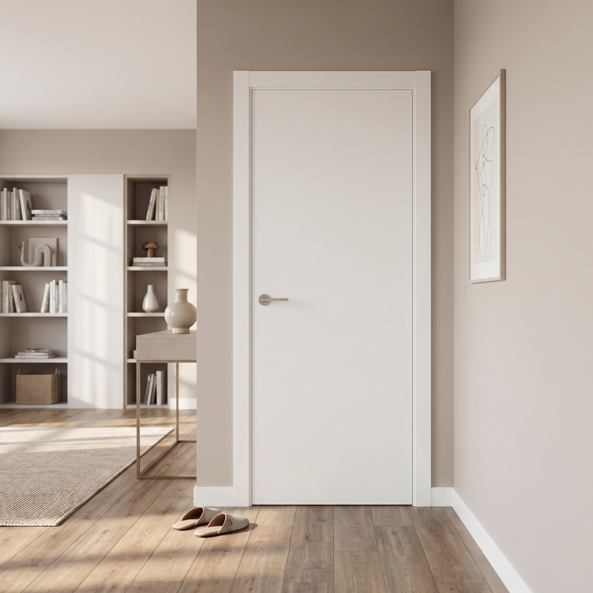 PUERTA INTERIOR EN BLOCK LISA MELAMINA BLANCA CIEGA 72,5CM DERECHA - 2