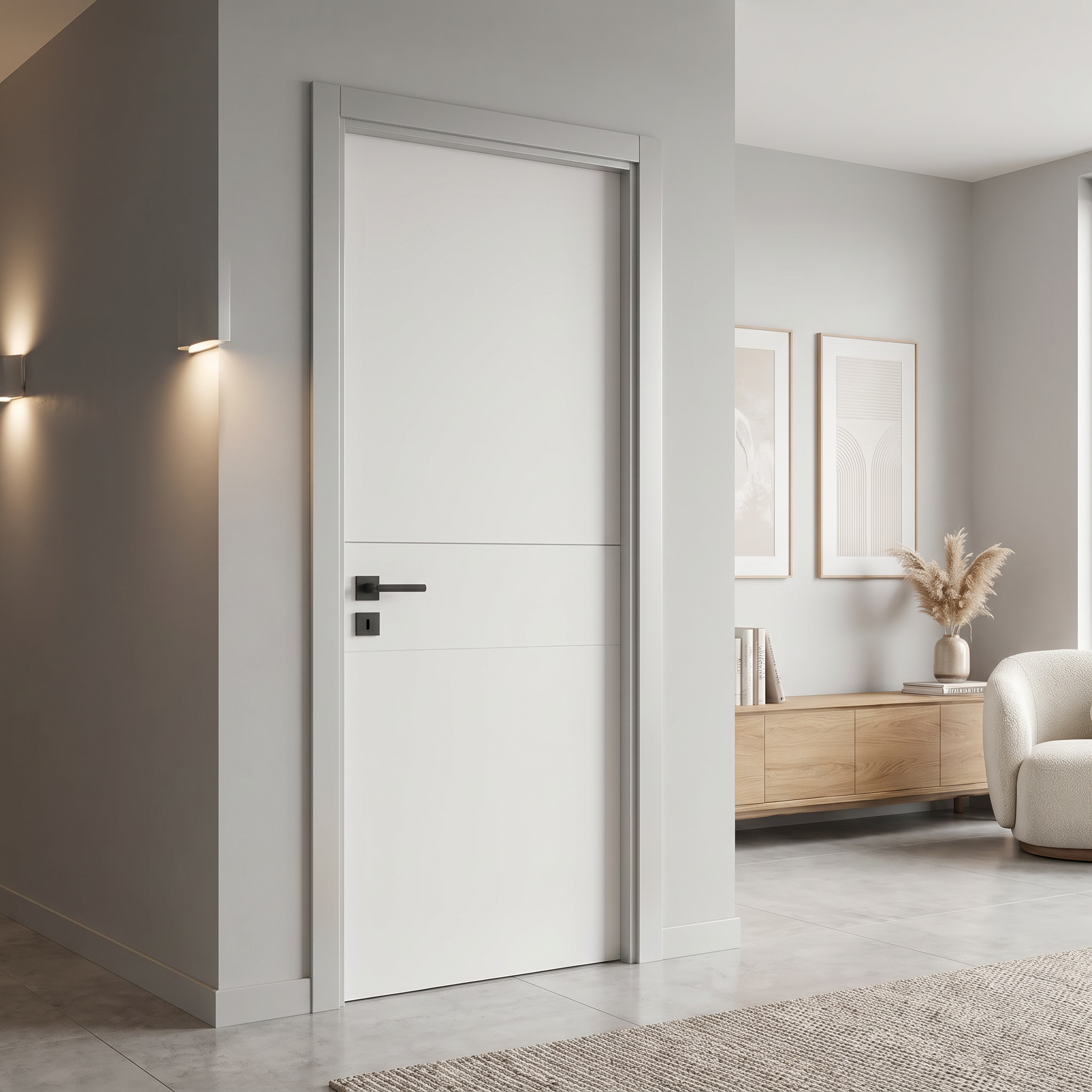 PUERTA  INTERIOR EN BLOCK VT2 LACADA BLANCA CIEGA 72,5CM  DERECHA - 2