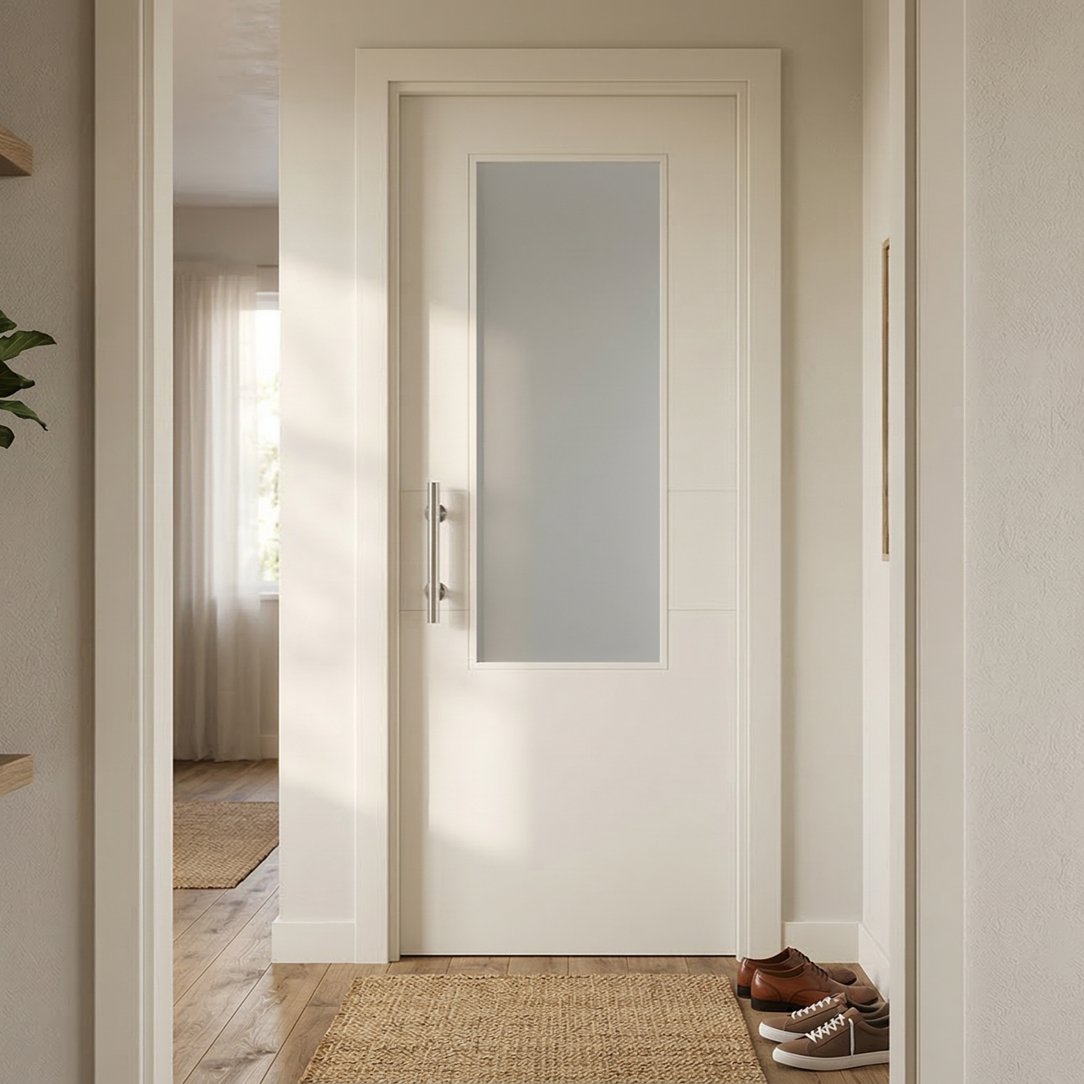 PUERTA  INTERIOR EN BLOCK VT2 LACADA BLANCA PARA ACRISTALAR 72,5CM  DERECHA - 2