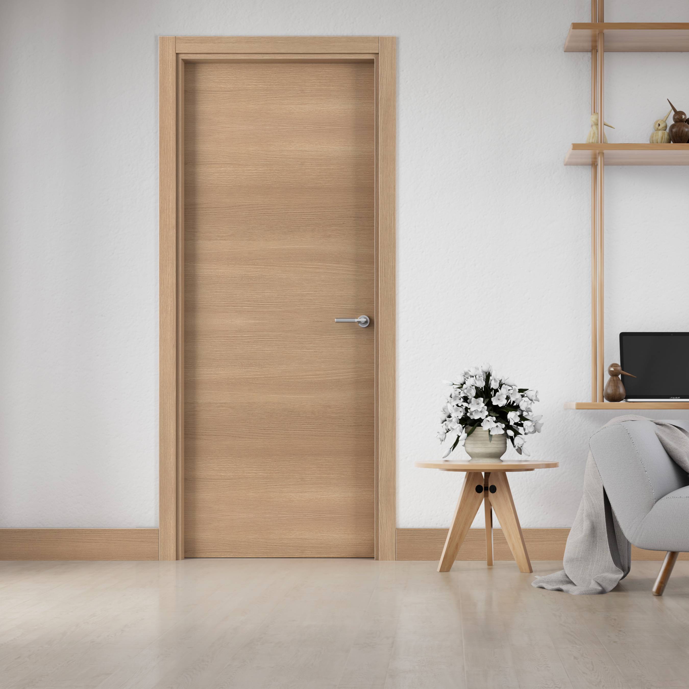 PUERTA  INTERIOR EN BLOCK HORIZONTAL ROBLE CIEGA 70,5CM IZQUIERDA - 2