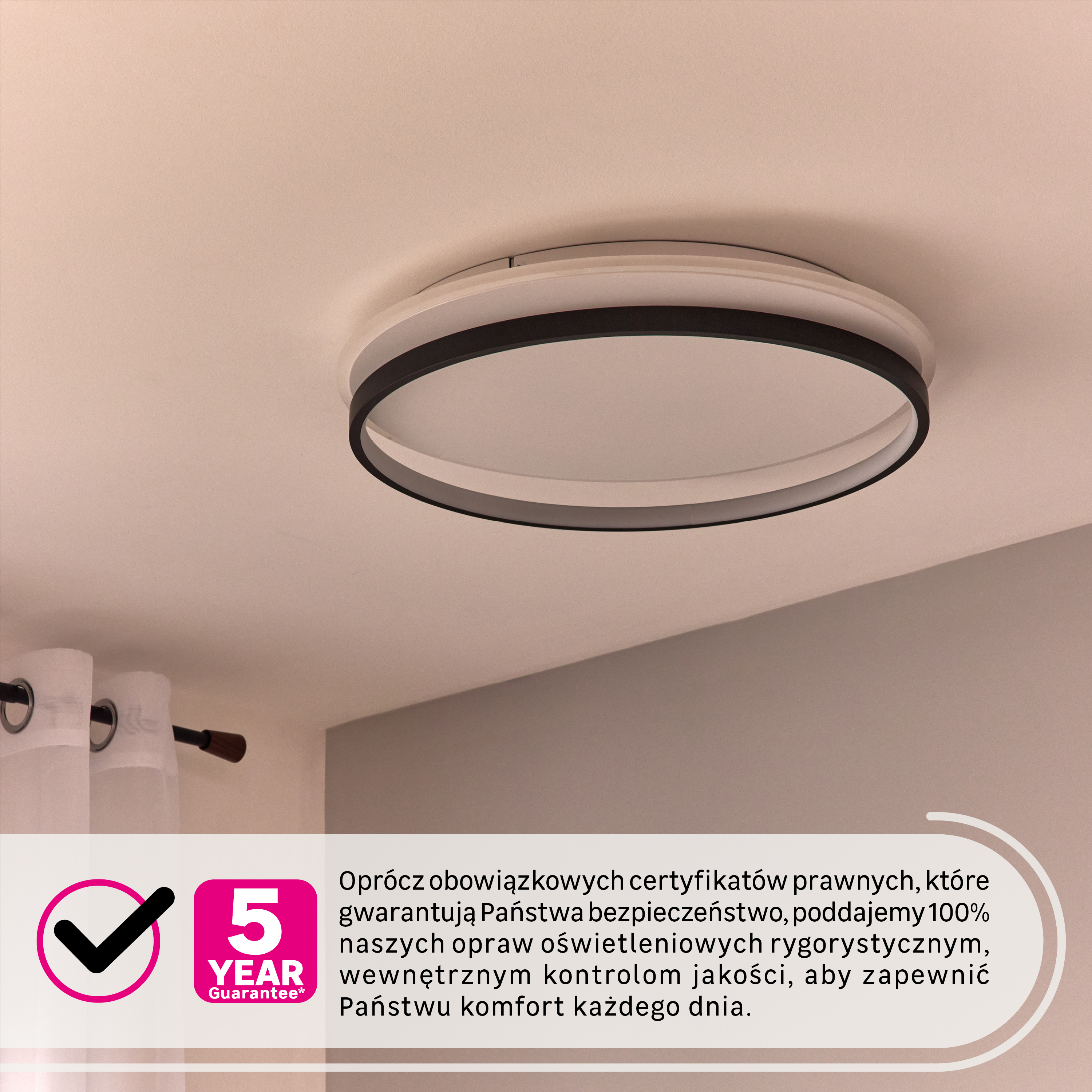 Plafon Tilia LED 5800 lm 32W barwa ciepła, neutralna, zimna 55 cm czarno-biały Inspire - 11