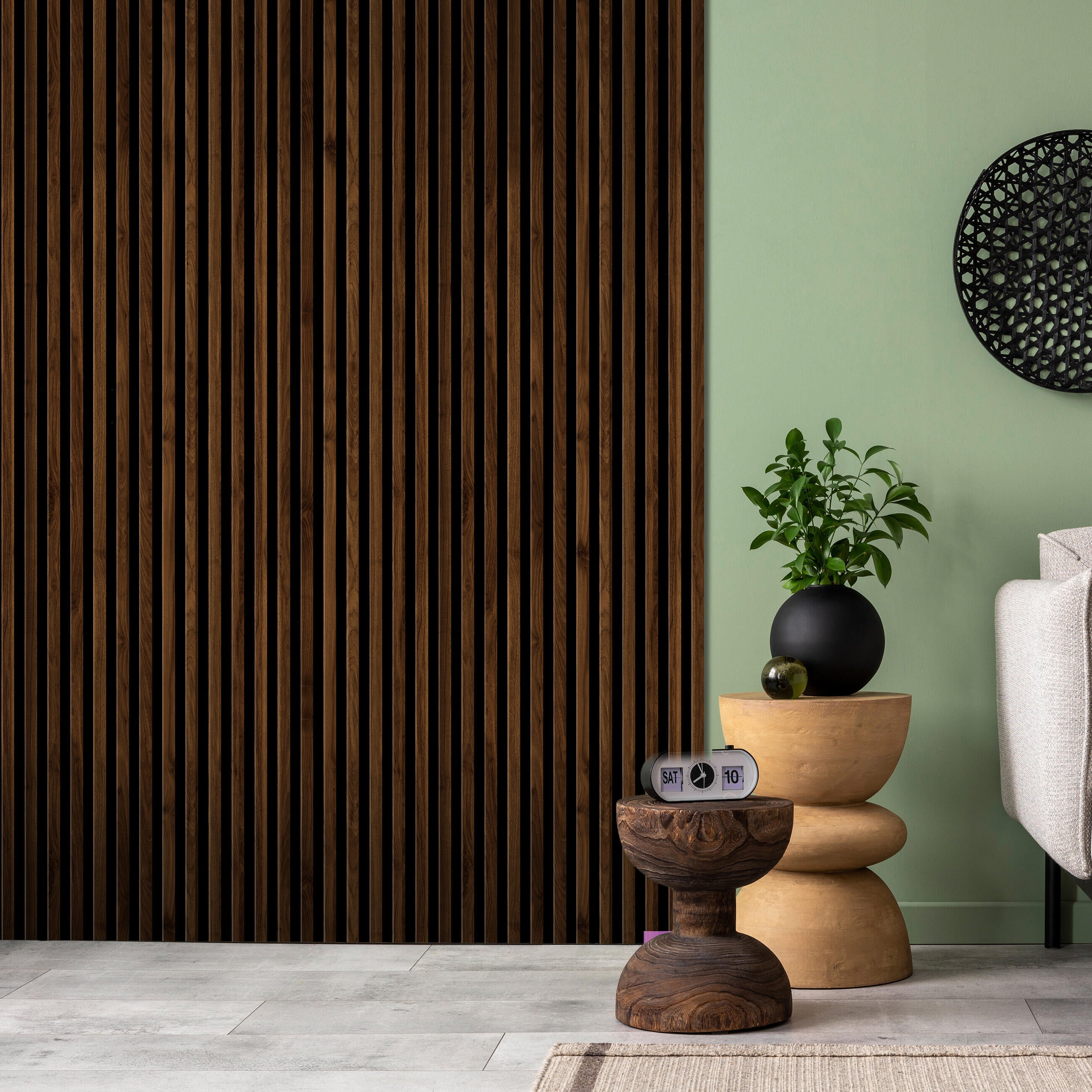 Panele ścienne 3D Lamel na czarnym filcu 270x30 cm Auron Walnut 6 lameli - 2