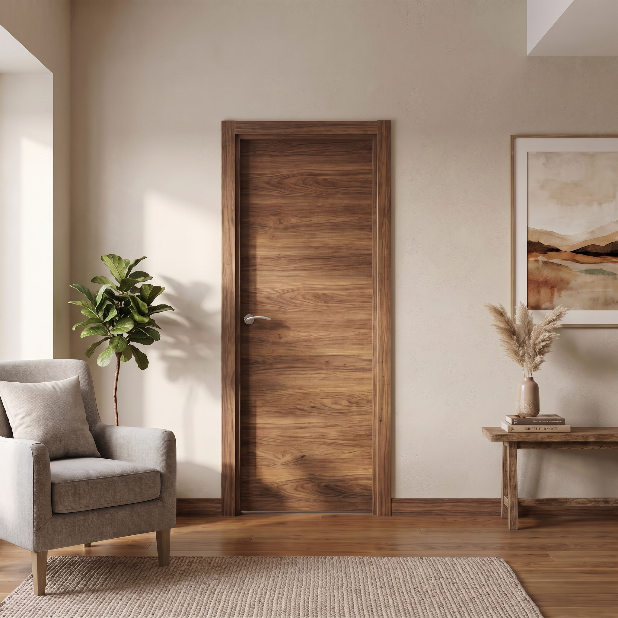 PUERTA INTERIOR EN BLOCK VINILO NOGAL CIEGA 62,5CM DERECHA - 2