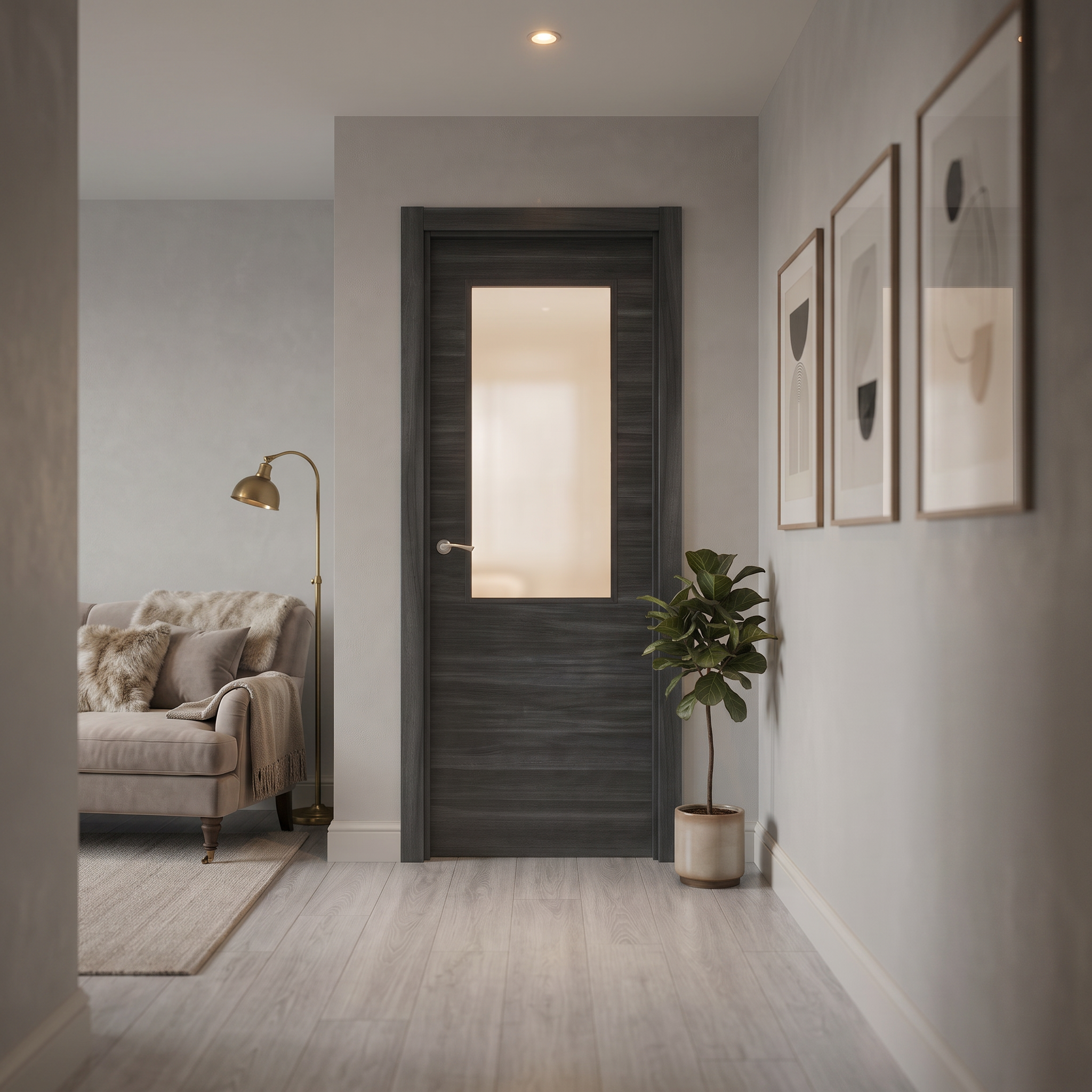 PUERTA ABATIBLE EN BLOCK MELAMINA NEGRA 82,5CM DERECHA - 2