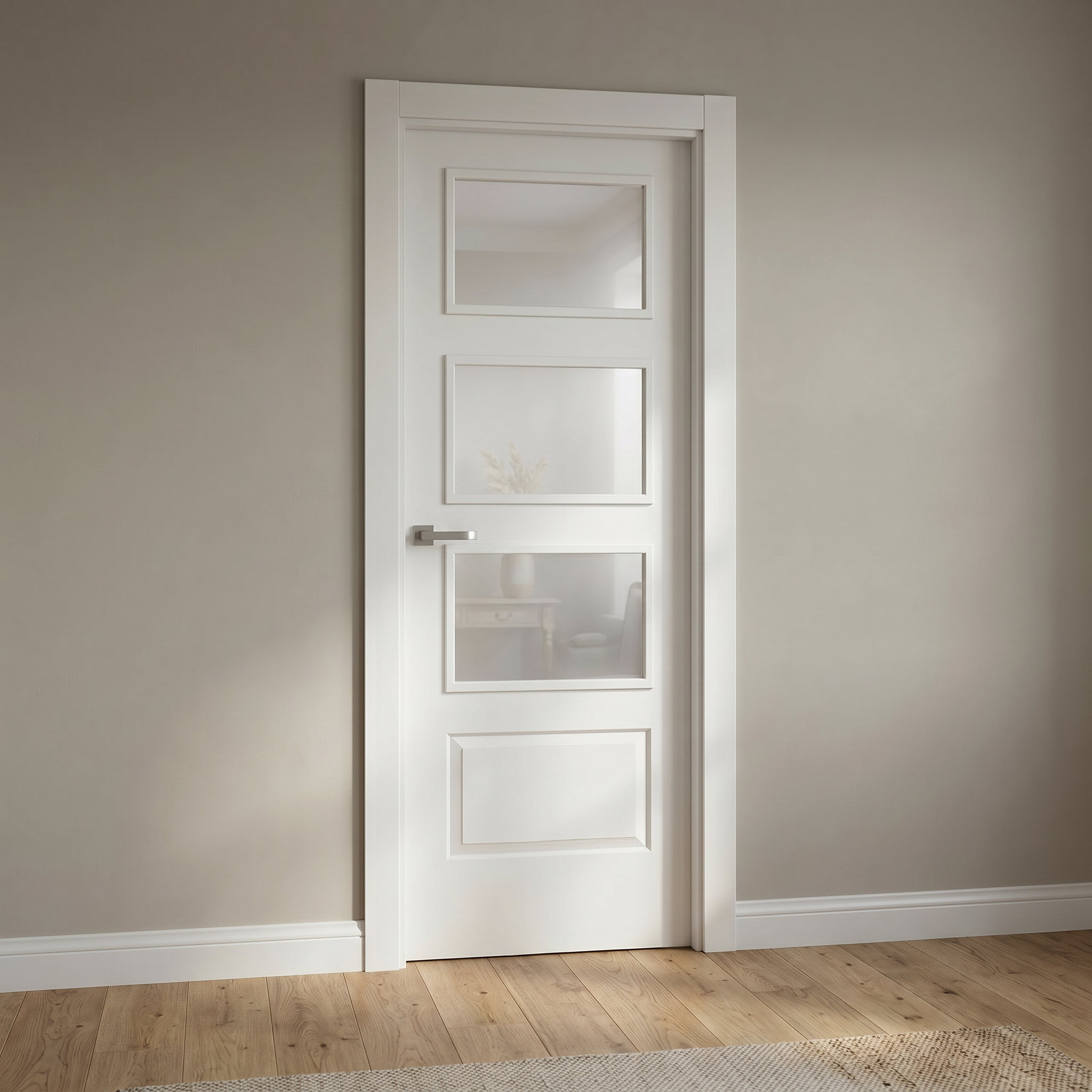 PUERTA INTERIOR EN BLOCK LOLA LACADA BLANCA PARA ACRISTALAR 80,5CM DERECHA - 2