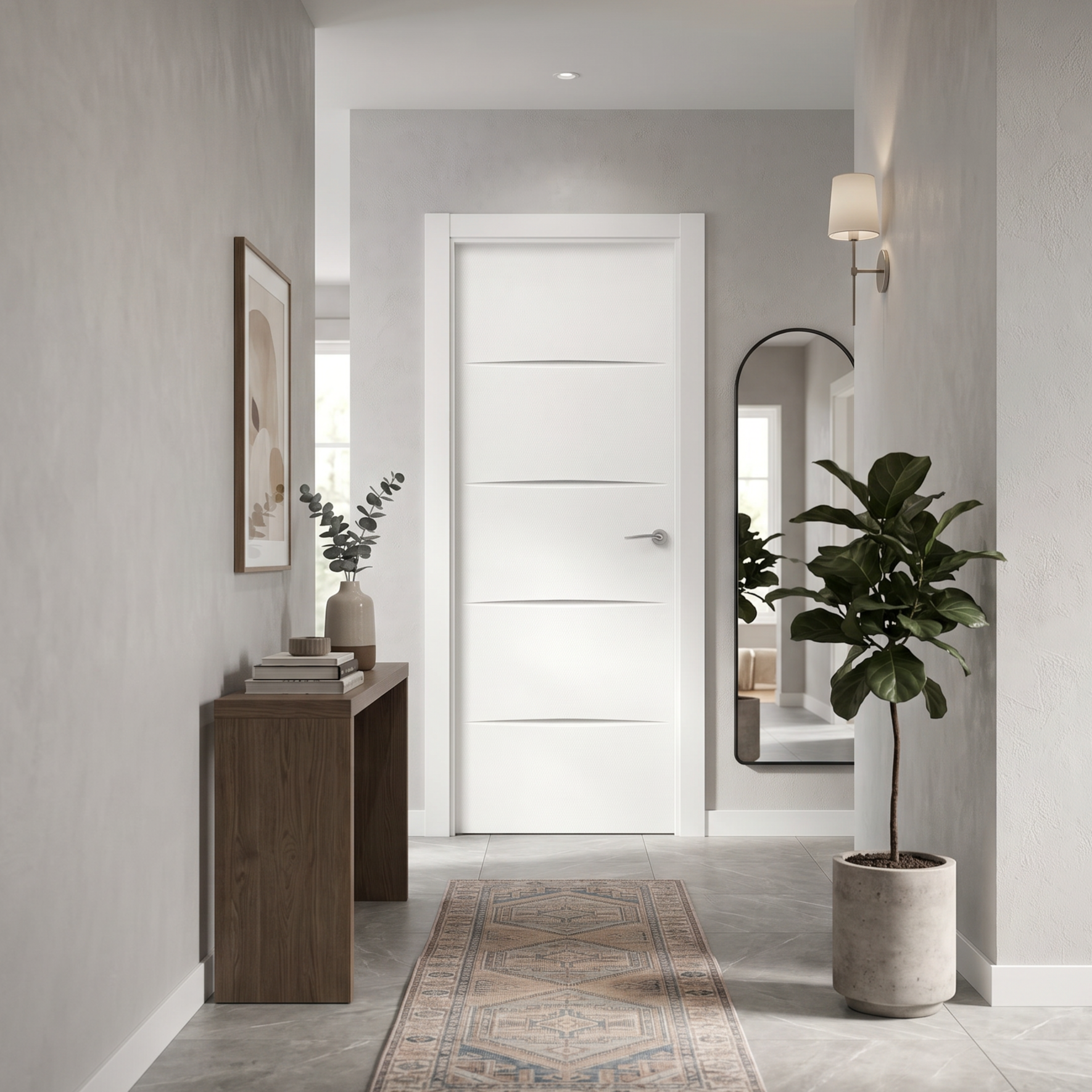PUERTA INTERIOR EN BLOCK LU5 LACADA BLANCA CIEGA 80,5CM IZQUIERDA - 2