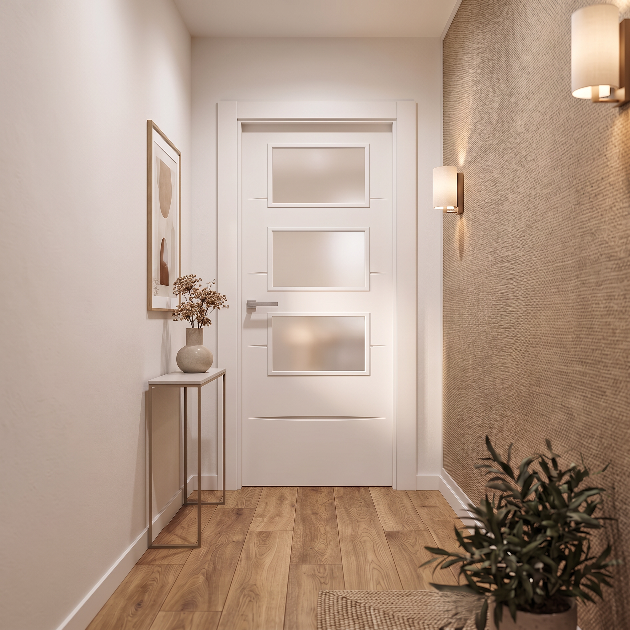 PUERTA INTERIOR EN BLOCK LU5 LACADA BLANCA PARA ACRISTALAR 80,5CM DERECHA - 2