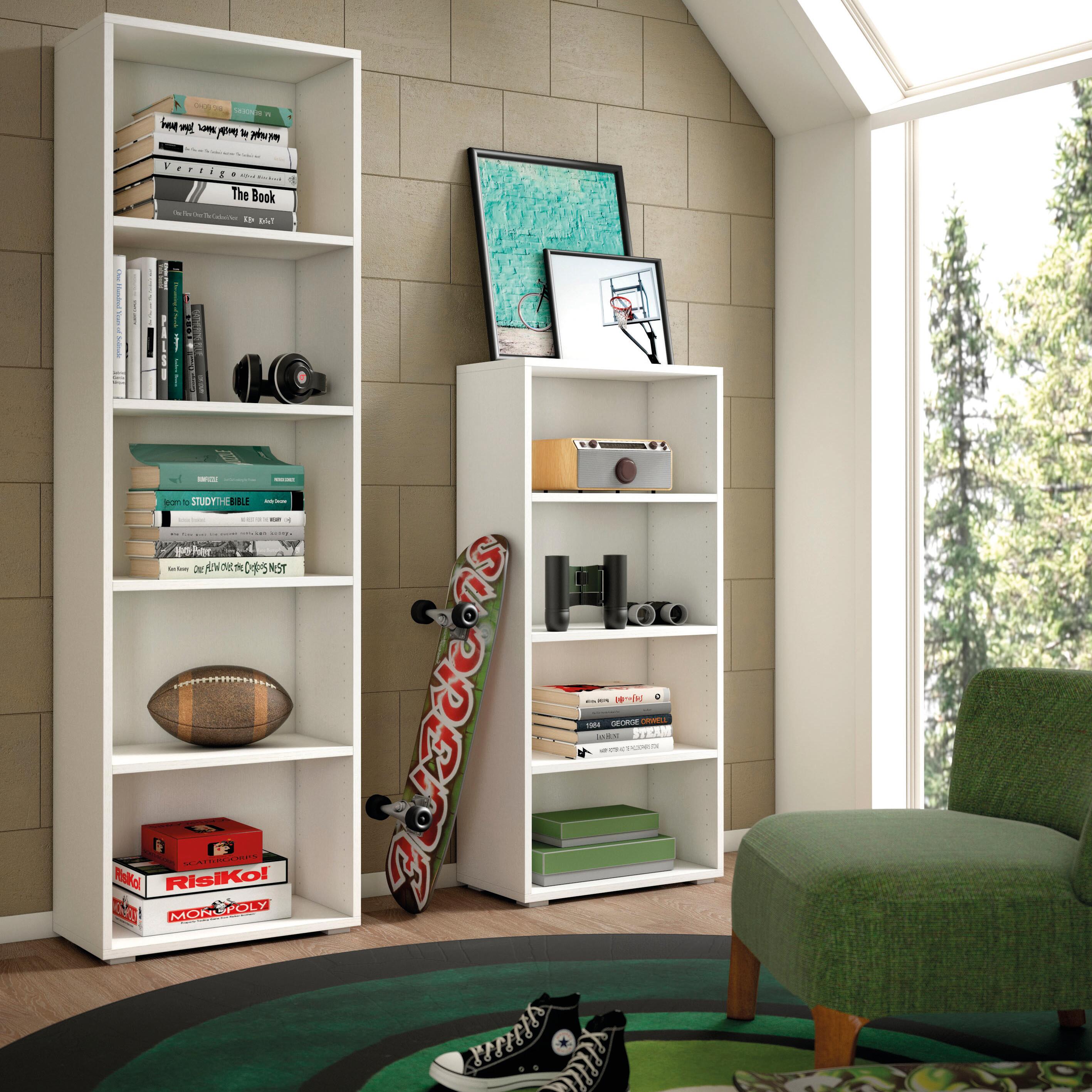 MOBILE MODERNO LIBRERIA SCAFFALE 8 SCOMPARTI IN LEGNO BIANCA