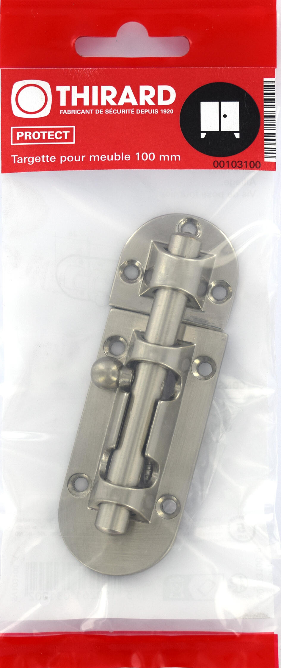 Targette pêne rond nickel satin - THIRARD - 3