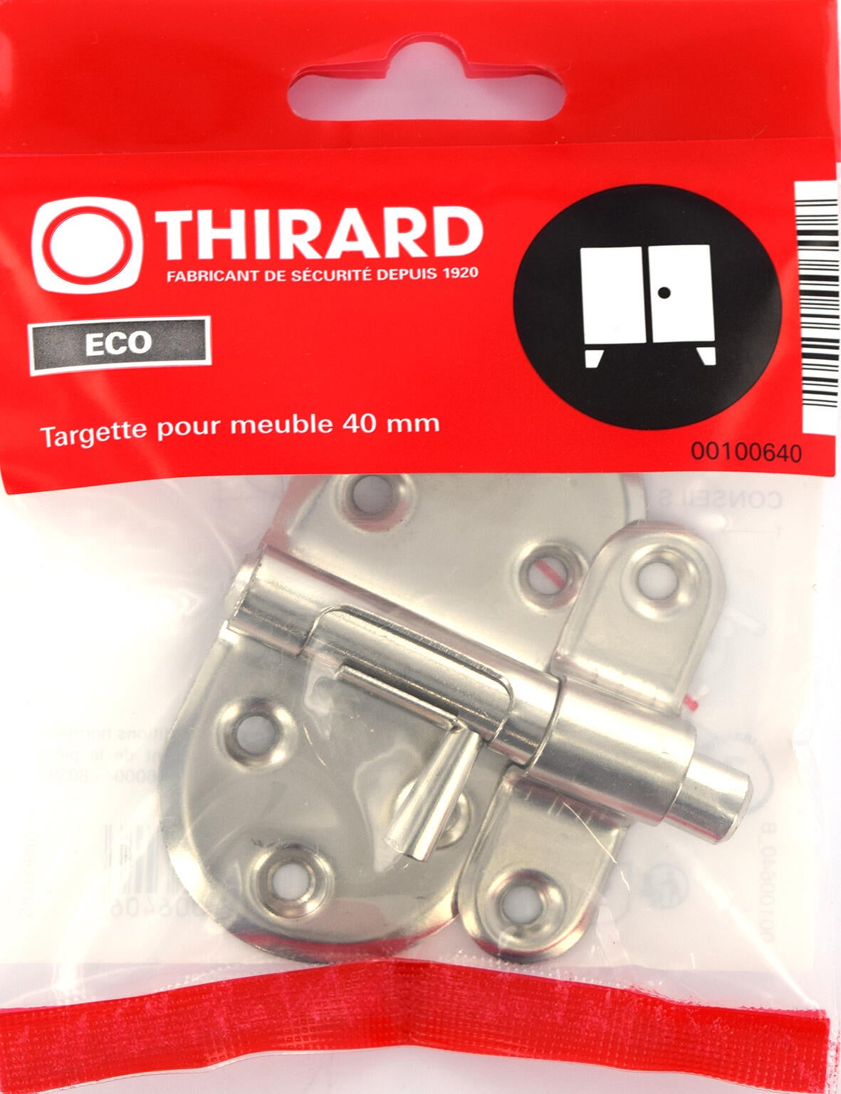 Targette pêne rond acier nickelé - THIRARD - 4
