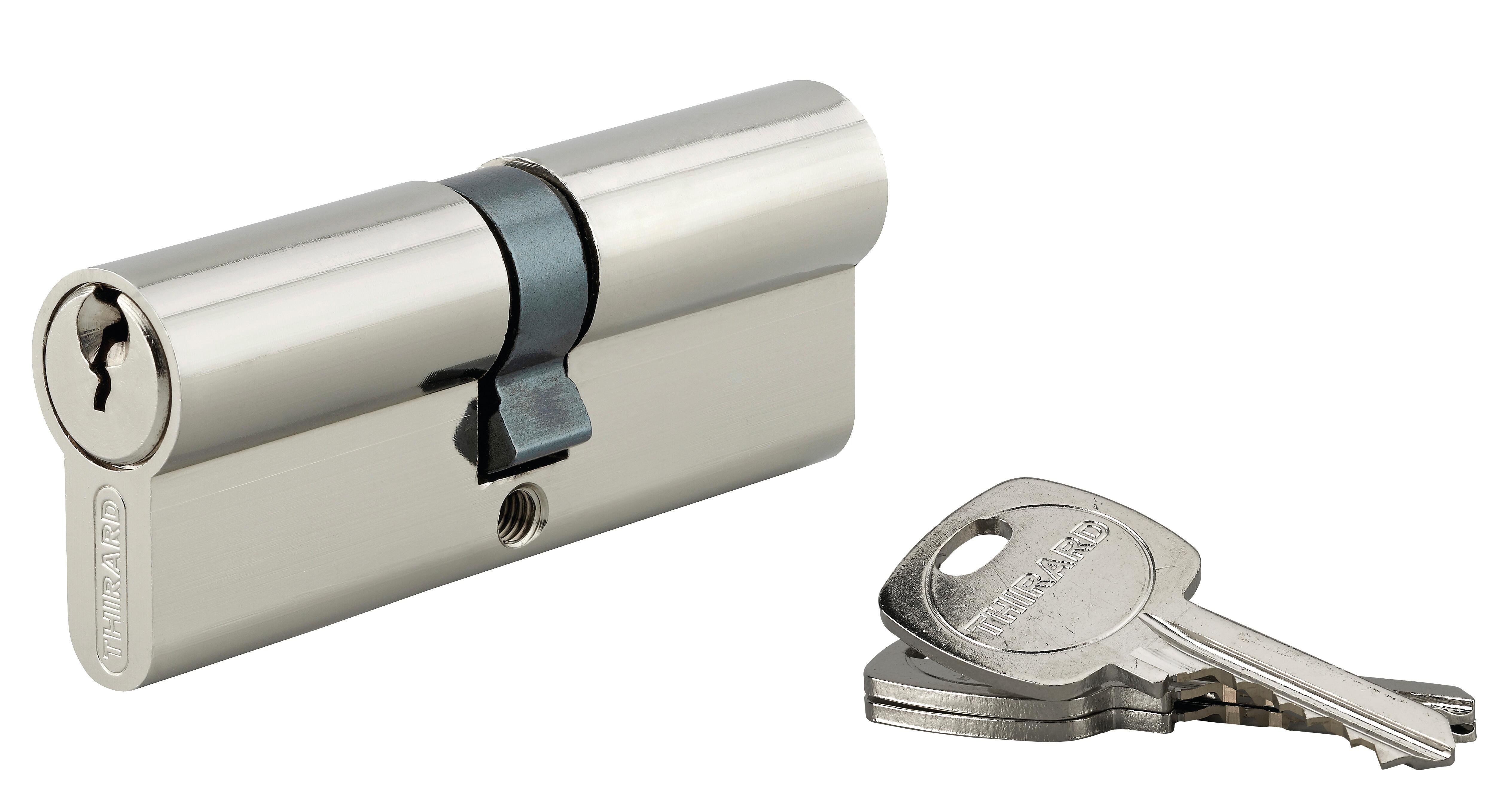 Cylindre STANDARD 40 x 40 mm acier nickelé 3 clés - THIRARD - 2