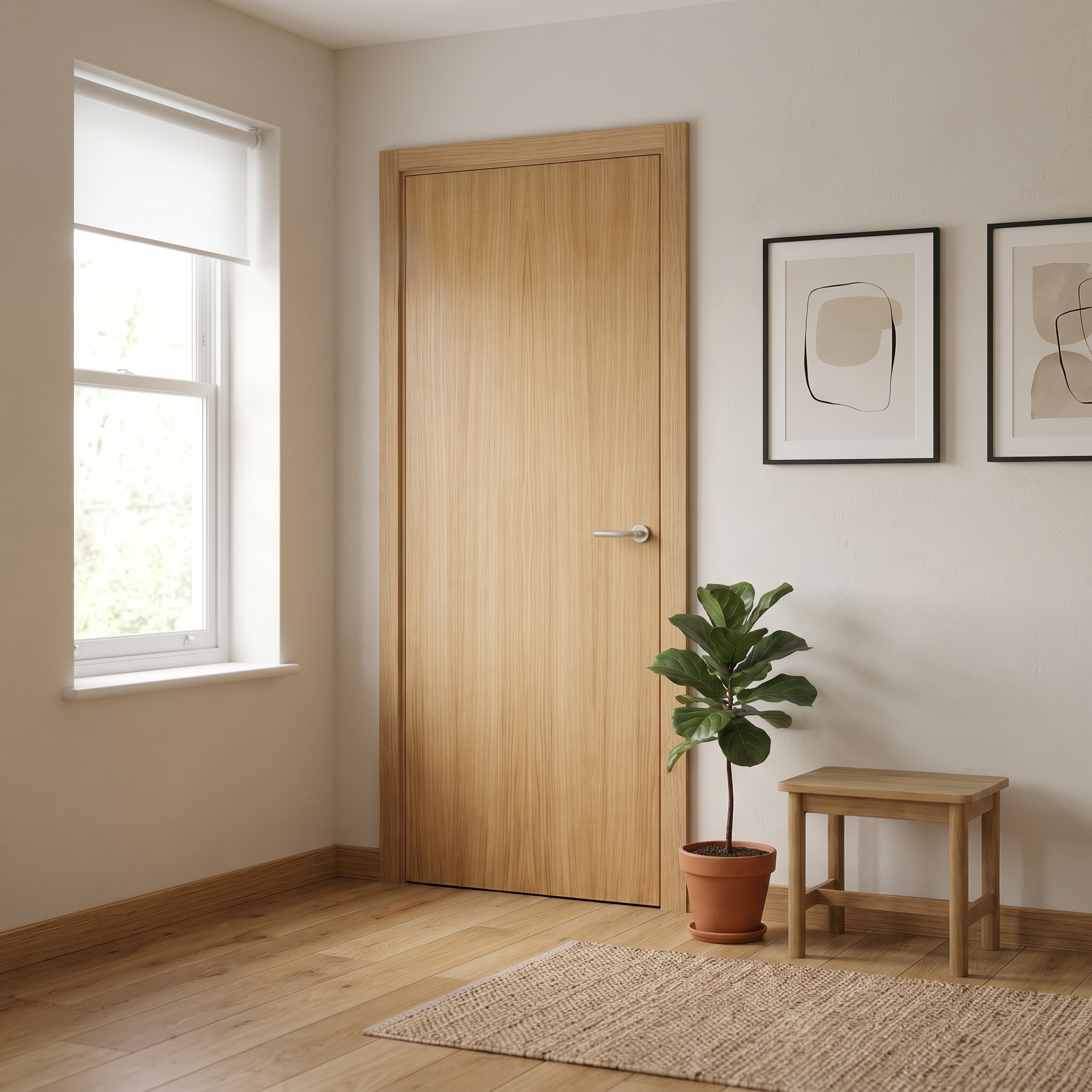 PUERTA INTERIOR EN BLOCK MELAMINA ROBLE P CIEGA 62.5CM IZQUIERDA - 2