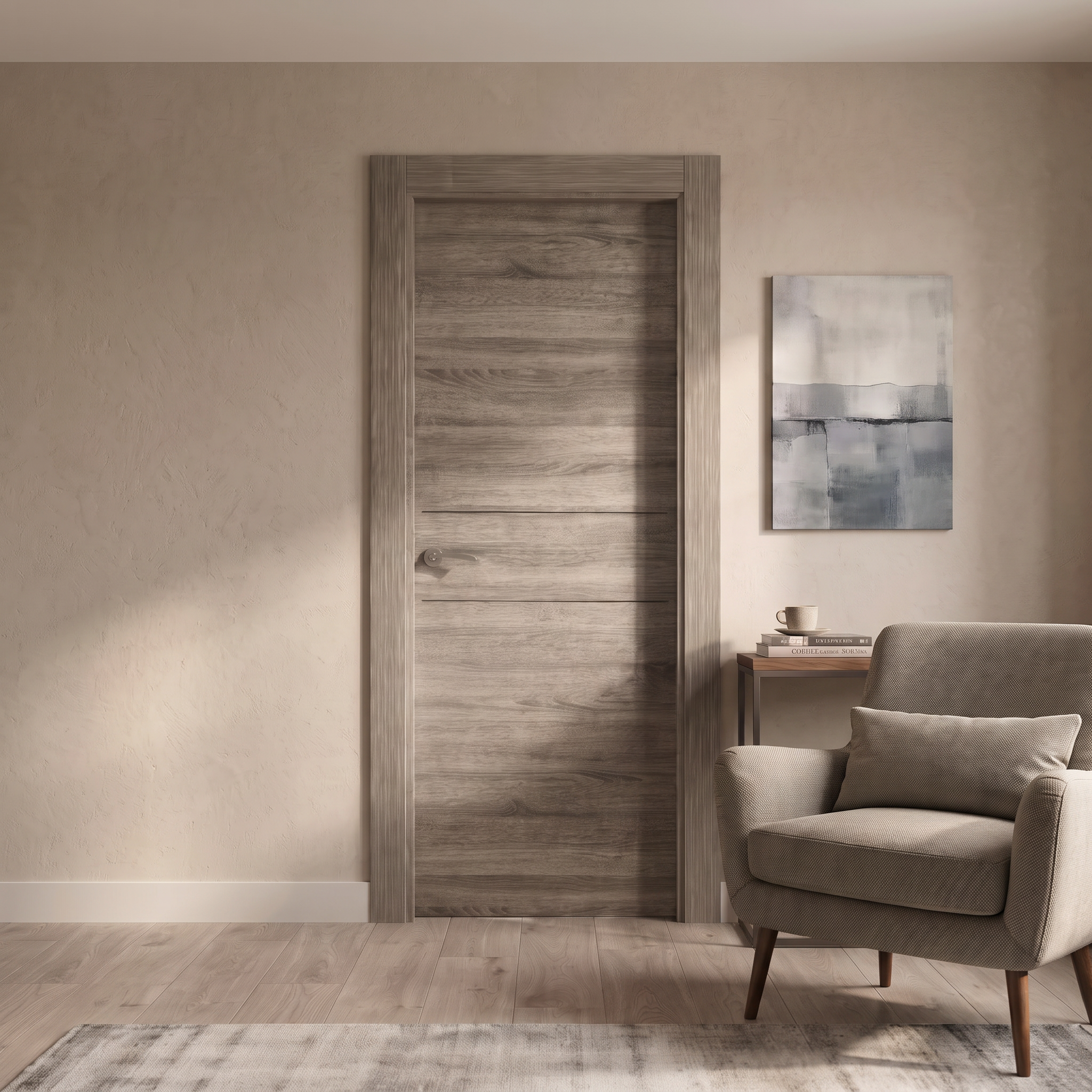 PUERTA INTERIOR EN BLOCK MELAMINA GRIS T ACRISTALADA 92.5CM IZQUIERDA - 2