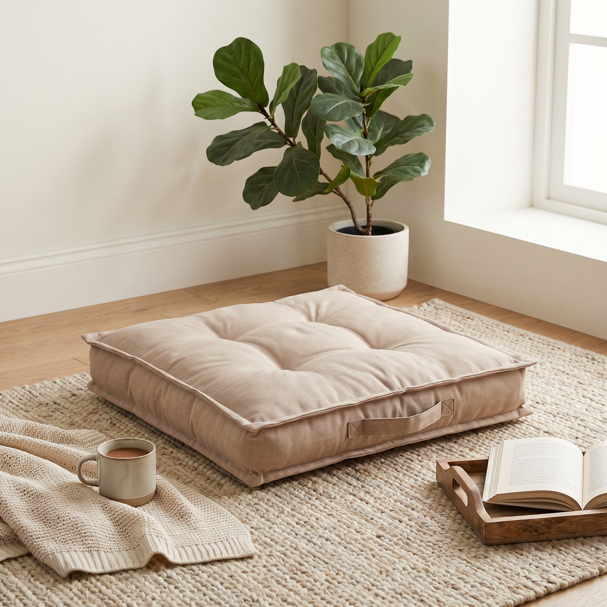 Coussin de sol Solo, beige, l.40 x L.40 cm - 3