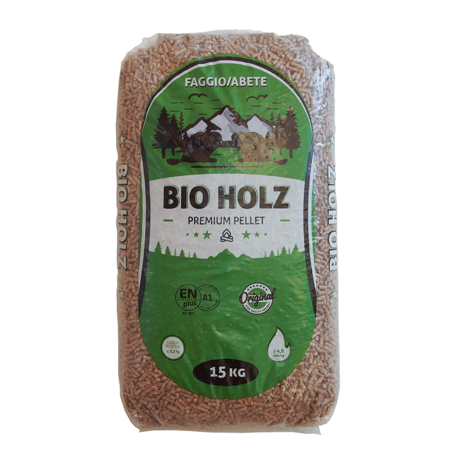 Pellet Bio Holz Premium Verde, abete e faggio, ENplus A1, sacco da 15 kg