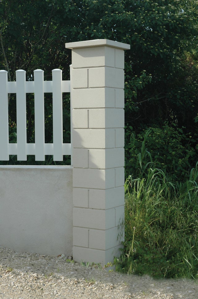 ELEMENT DE PILIER BREVAL BLANC CASSE 32,5X32,5X16.7CM