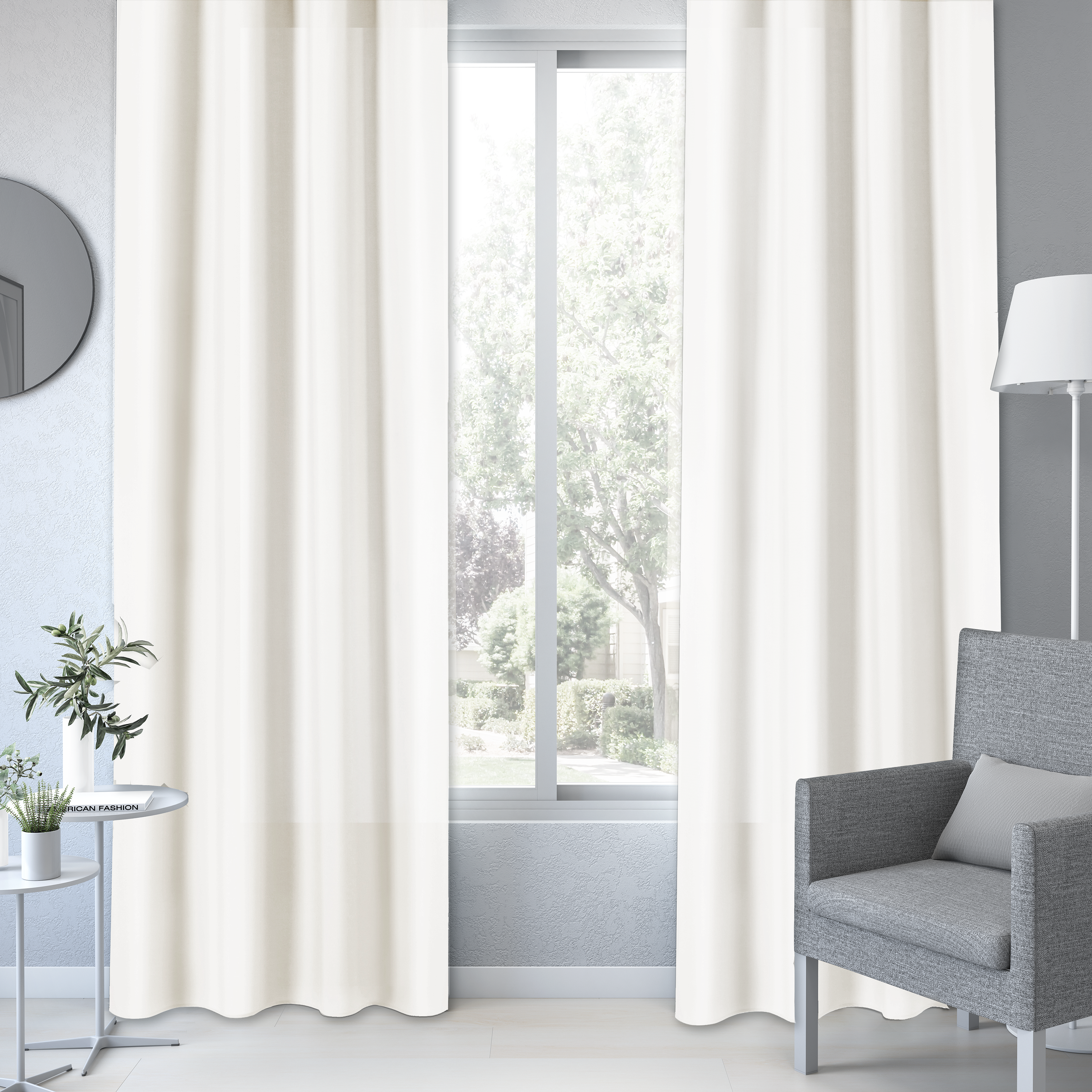 Cortina cinta fruncida, trabillas Pharell algodón liso blanco INSPIRE de 140x280cm. Incluye cinta termoadhesiva - 11