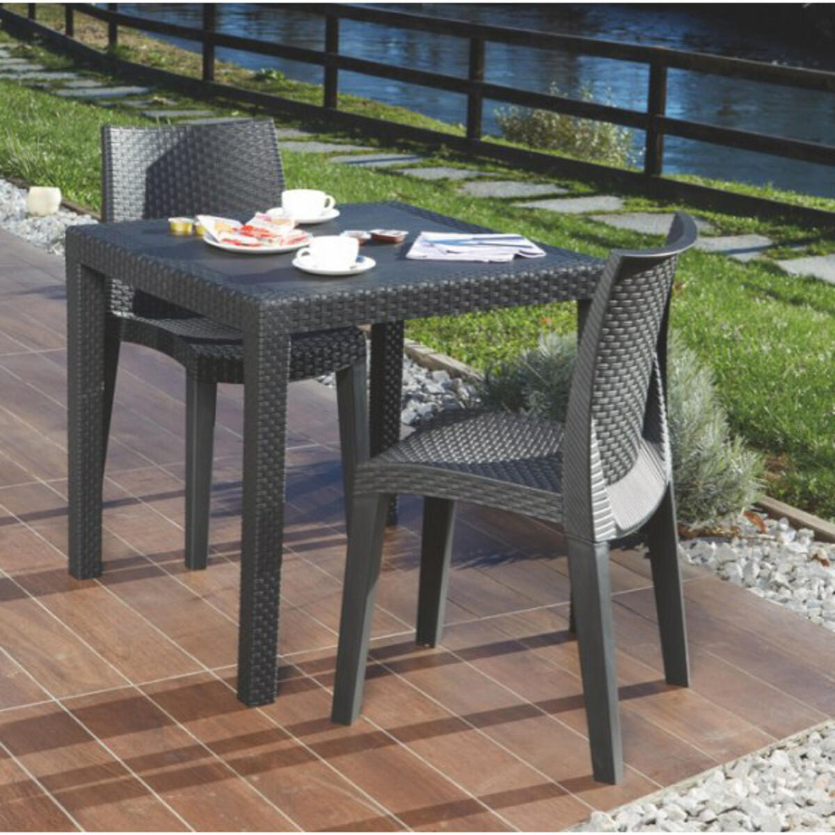 Tavolo da pranzo per giardino King struttura e superficie in resina antracite per 4 persone 80x80cm - 5