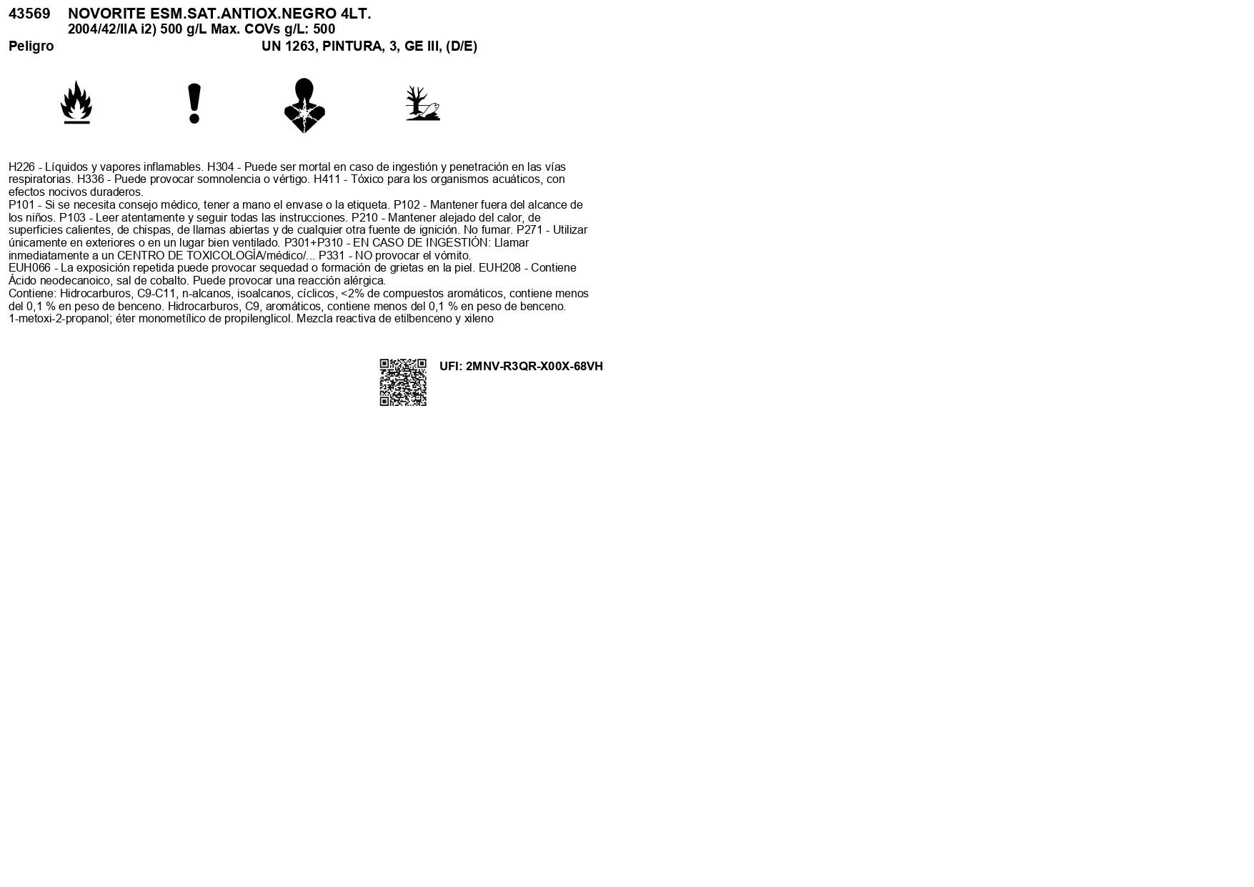 ESMALTE SINTÉTICO ANTIOXIDANTE SATINADO NOVORITE 4L NEGRO - 4