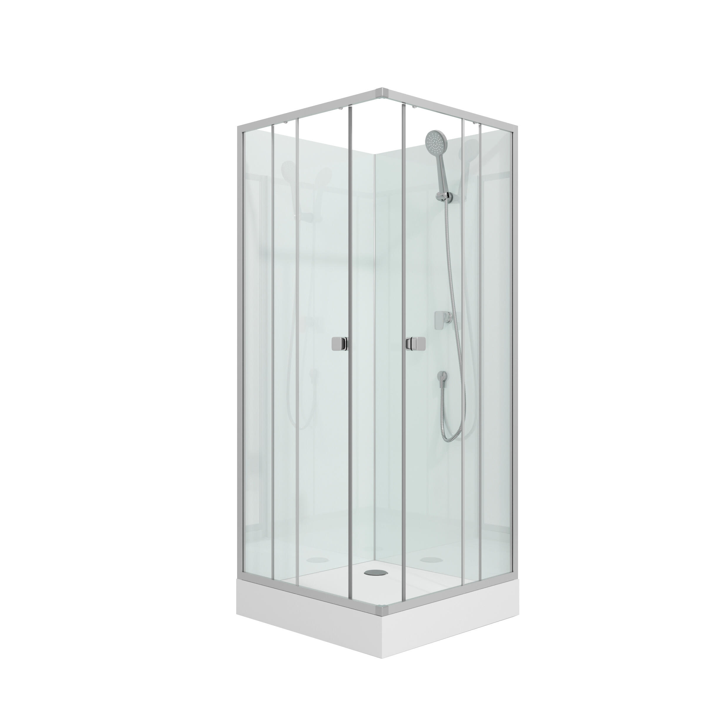 Cabine de douche carrée, L.80 x l.80 cm, verre transparent, Nerea