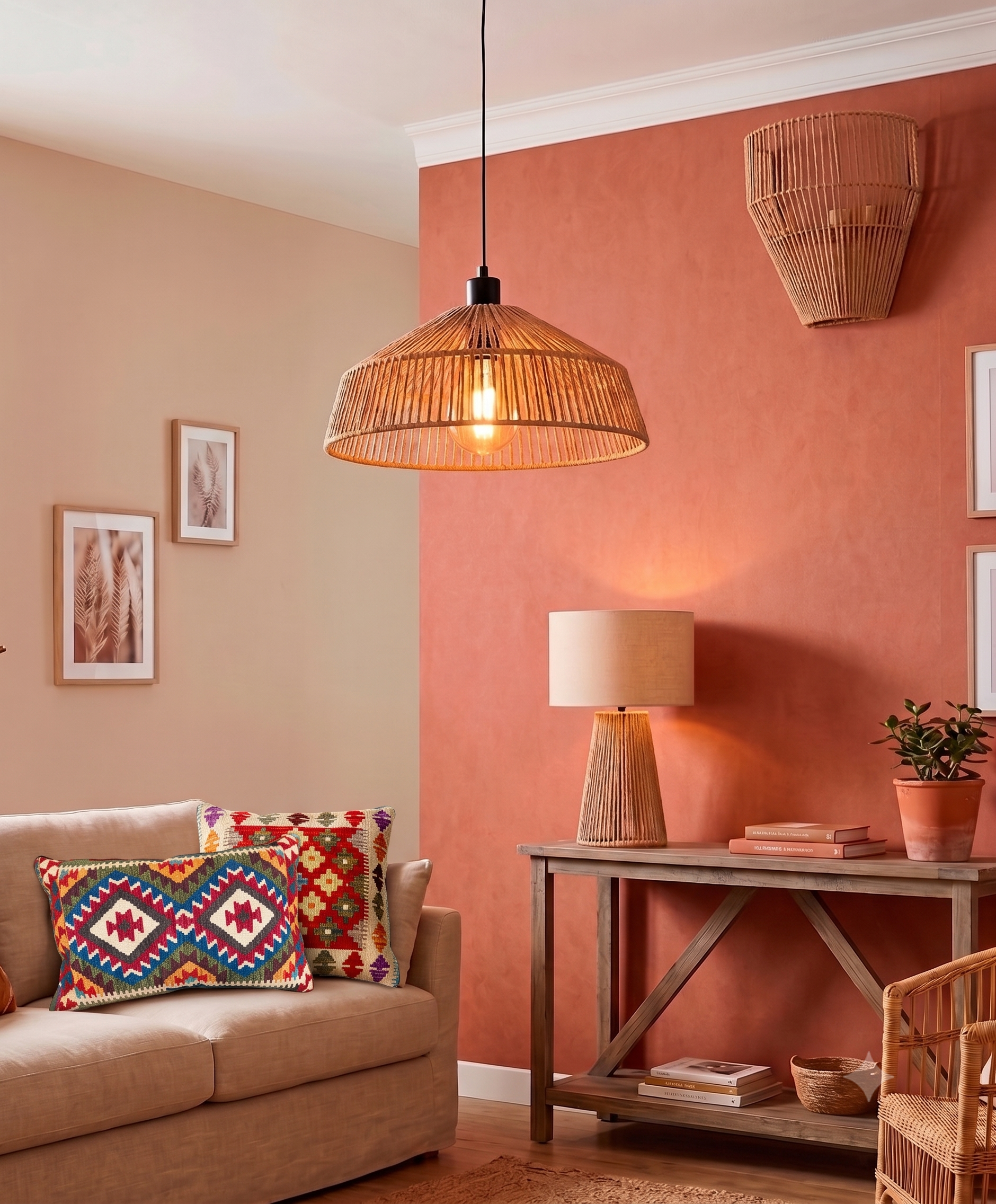 Candeeiro de parede MIKONA E14 20cm 1 luz corda branco inspire - 5