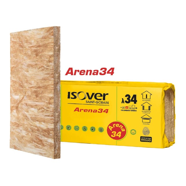 Isolante in fibra di vetro ISOVER ARENA34 L 0.6 x L 1.45 m, Sp 45 mm 0.87 m² densità 22 kg/m³