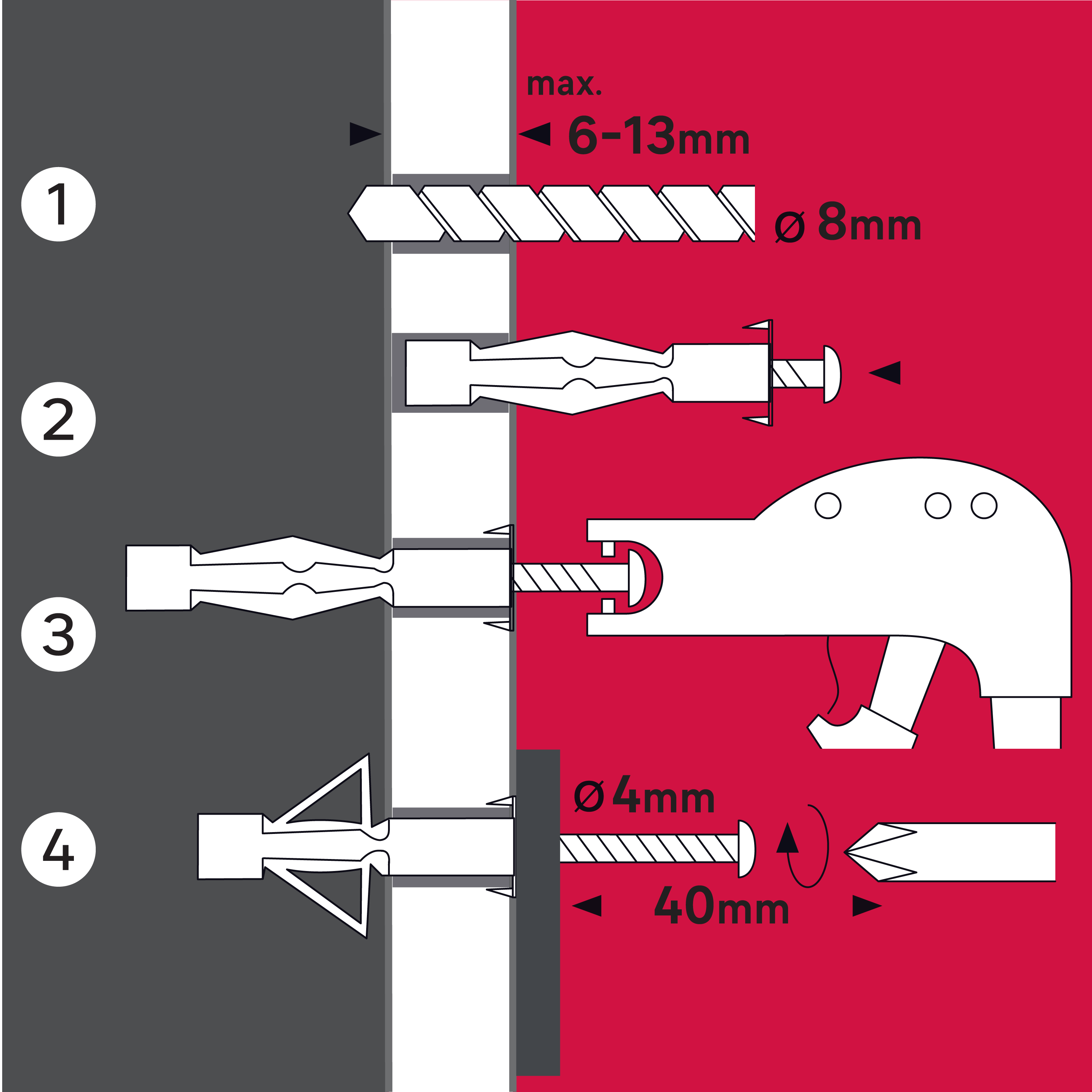 20 chevilles à expansion avec vis acier STANDERS, Diam. 8 x L.34mm - 5