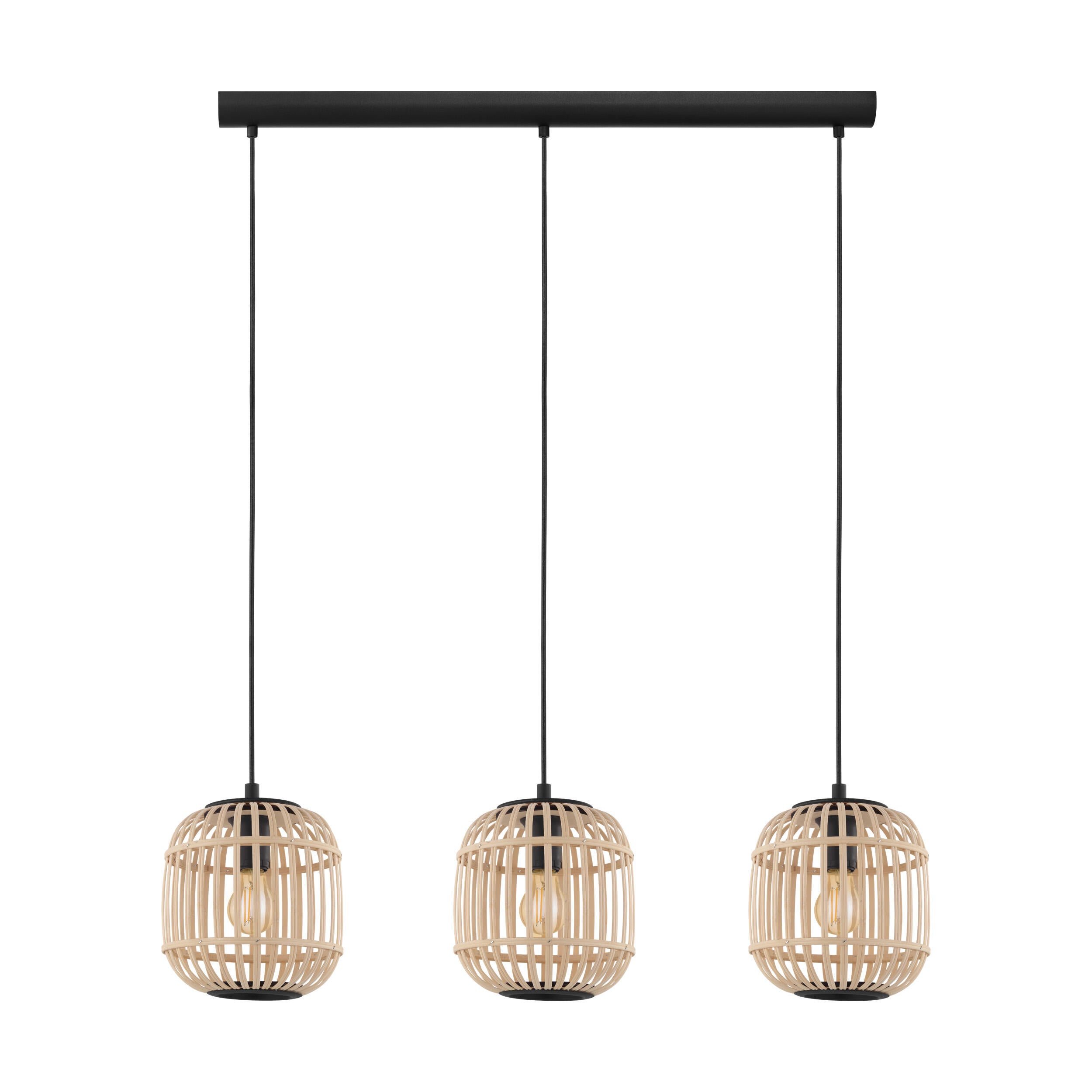 EGLO Lampadario Natura Brodesley nero 3x E27