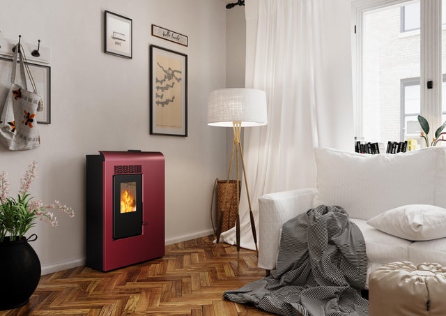 Stufa a pellet ventilata LVZ Ginevra 8 7.8 KW bordeaux