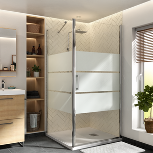 Porte de douche pivotante sérigraphié, chromé 100 cm, Remix