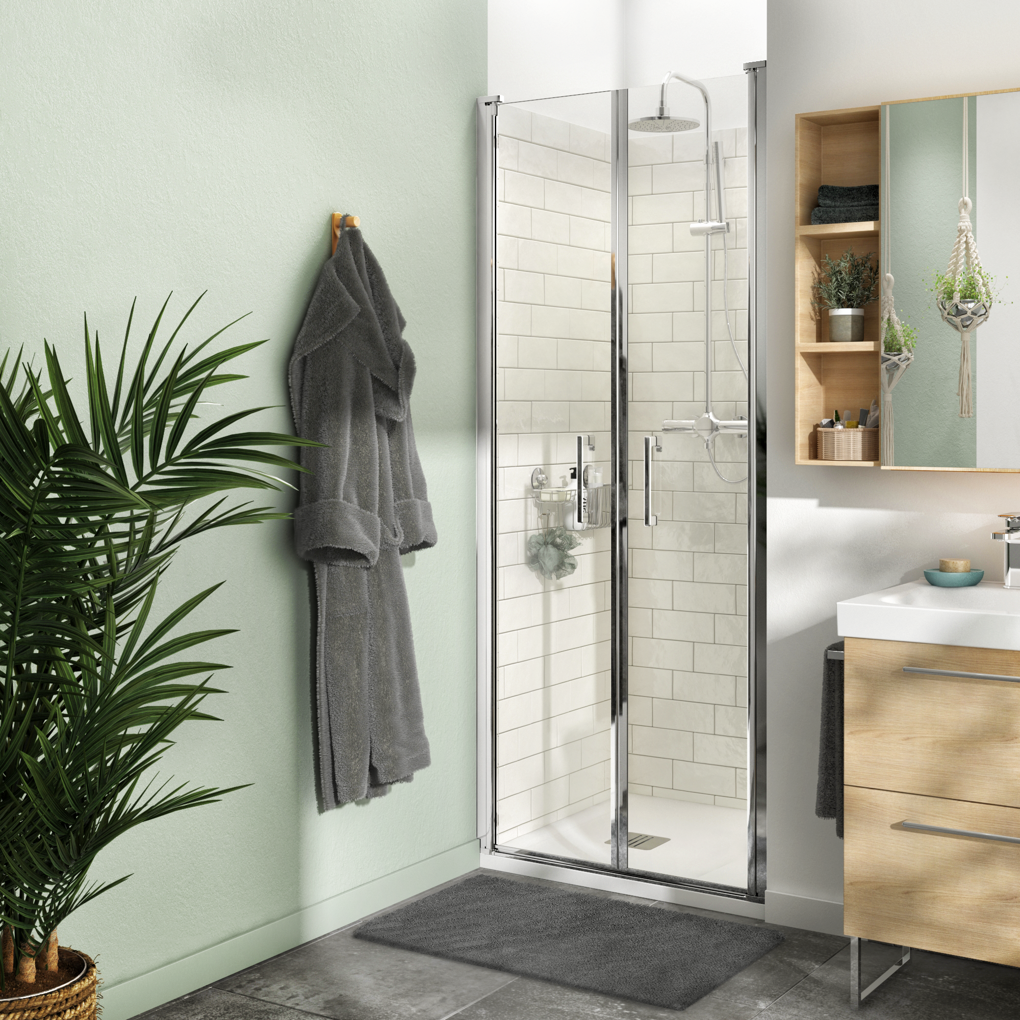 Porta doccia battente Remix, L 67.5-71.5 cm x H 195 cm x SP 8 mm, profilo cromo - 4