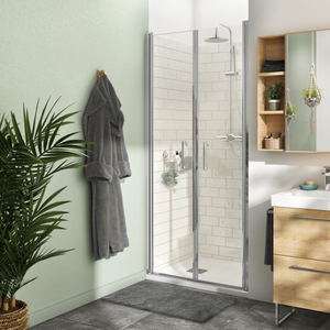 Porte de douche battante transparent, chromé 90 cm, Remix