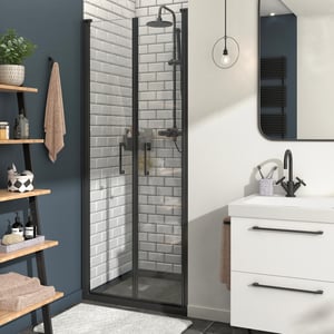 Porte de douche battante transparent, noir 70 cm, Remix