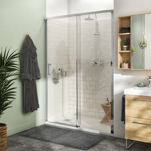 Porte de douche coulissante transparent, chromé L.130 cm, Remix