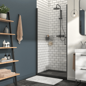 Porte de douche pivotante transparent, noir 100 cm, Remix