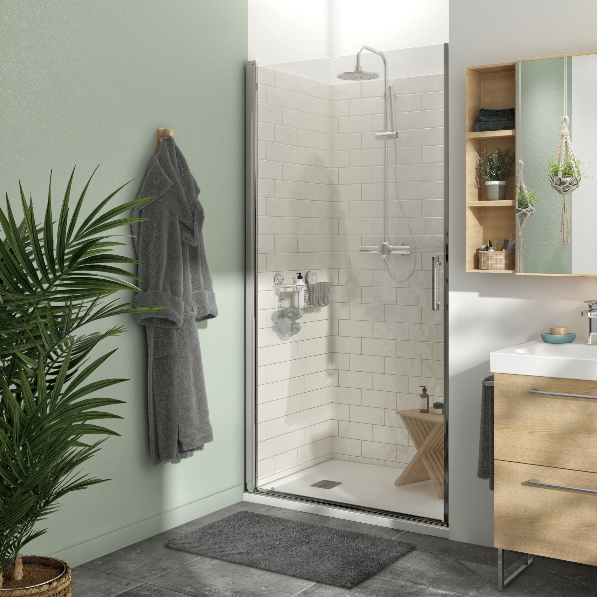 Porte de douche pivotante transparent, chromé 100 cm, Remix - 11