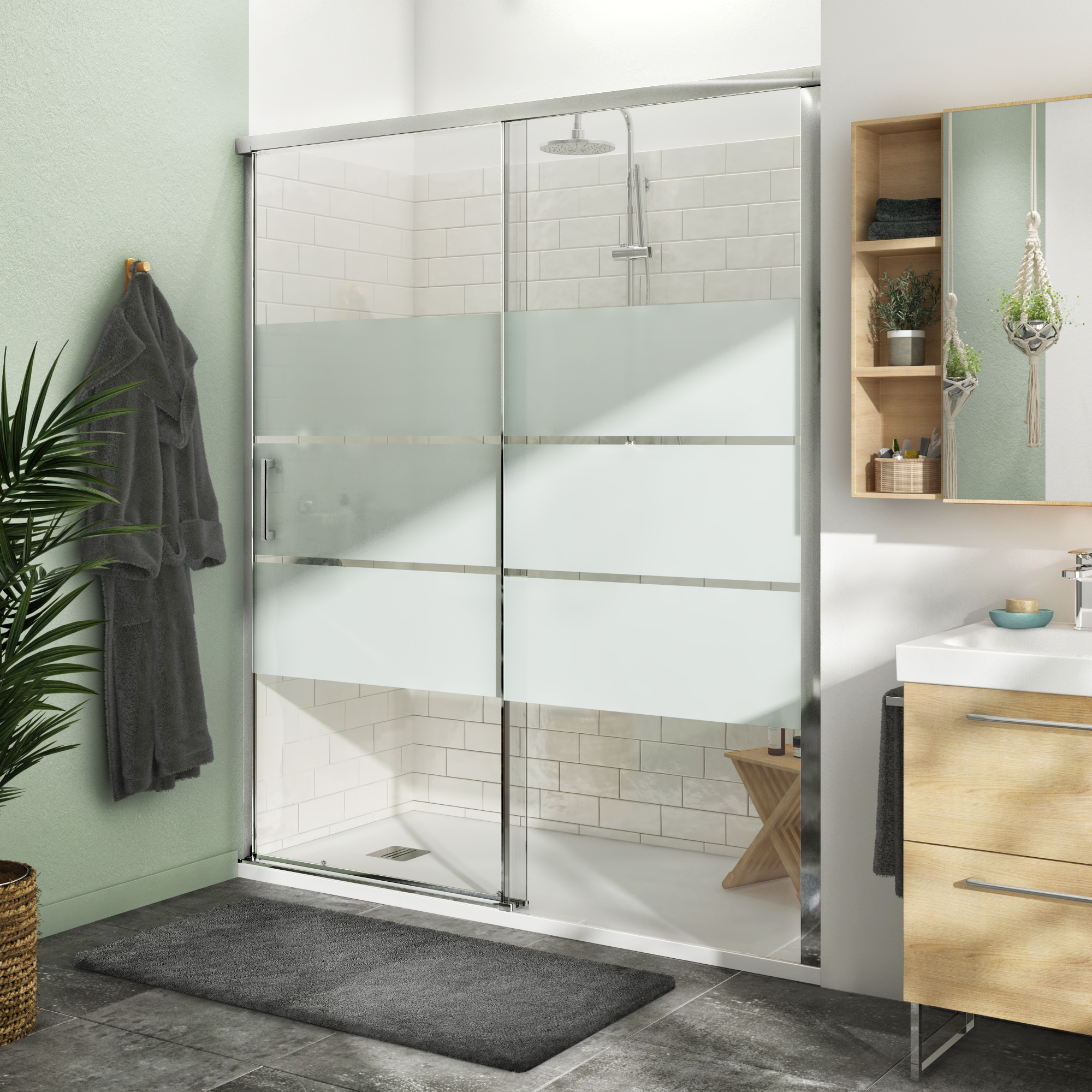 Paroi de douche coulissante sérigraphié 160 cm, Remix - 11