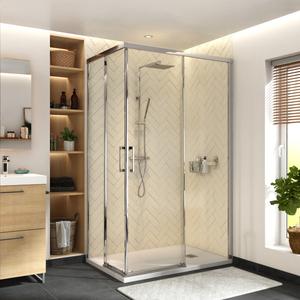 Porte de douche accés d'angle, verre transparent,chromé, L.120xl.70cm, Remix