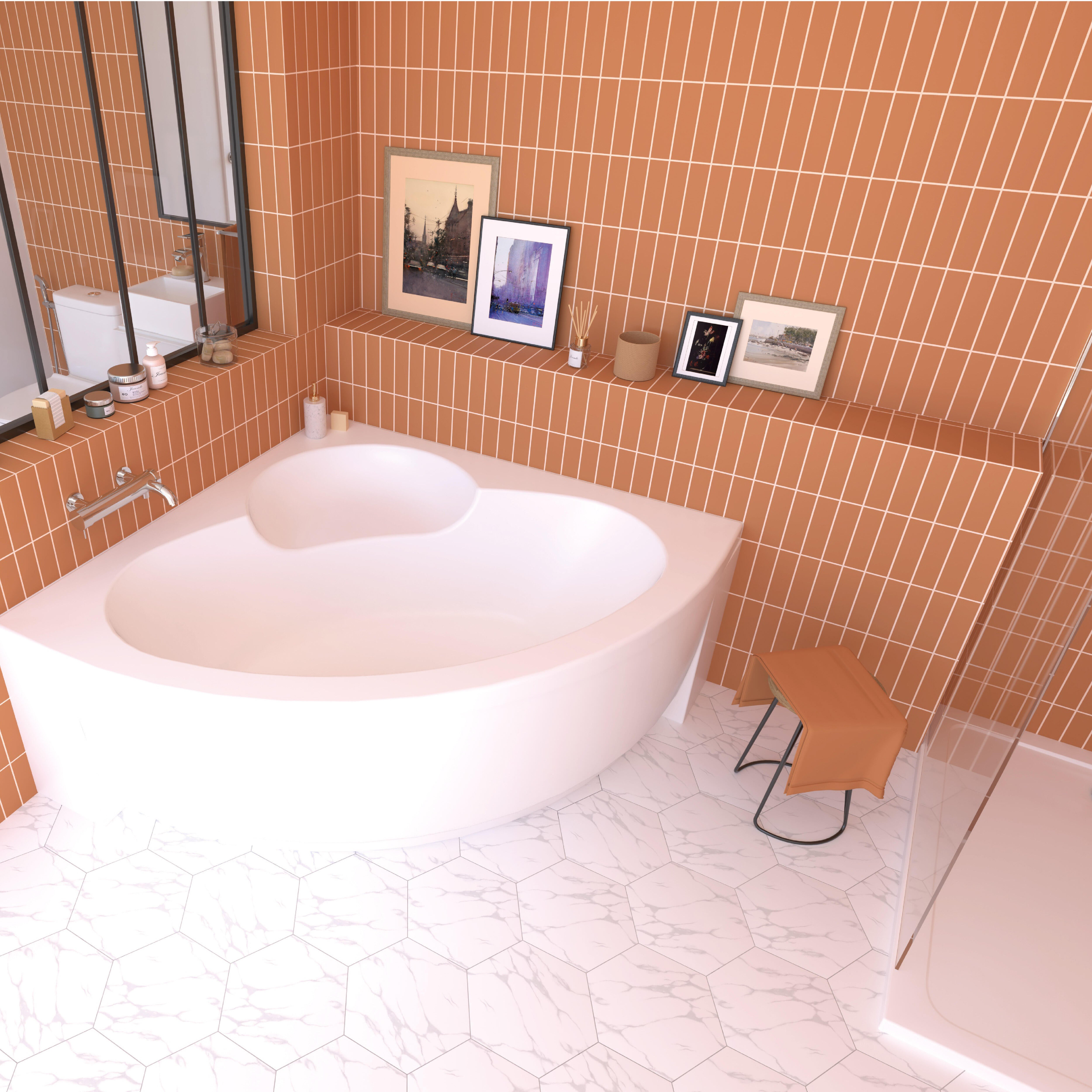 Baignoire d'angle blanche L.140 x l.140 cm Premium - VALENTIN - 3
