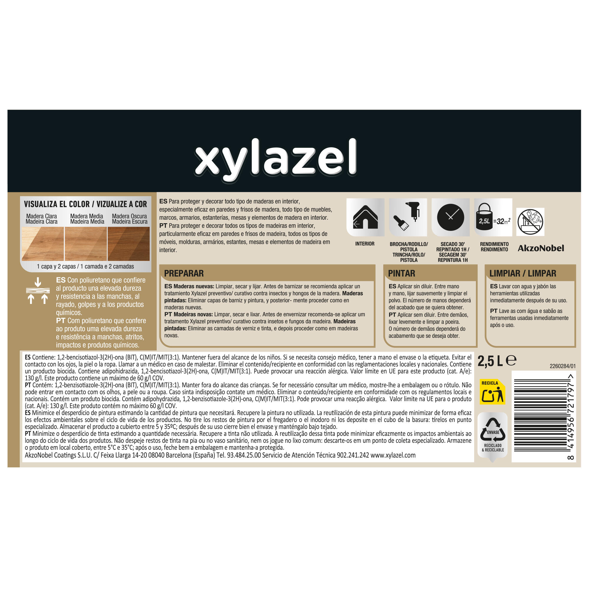 Barniz madera Xylazel teca mate 2,5L - 6