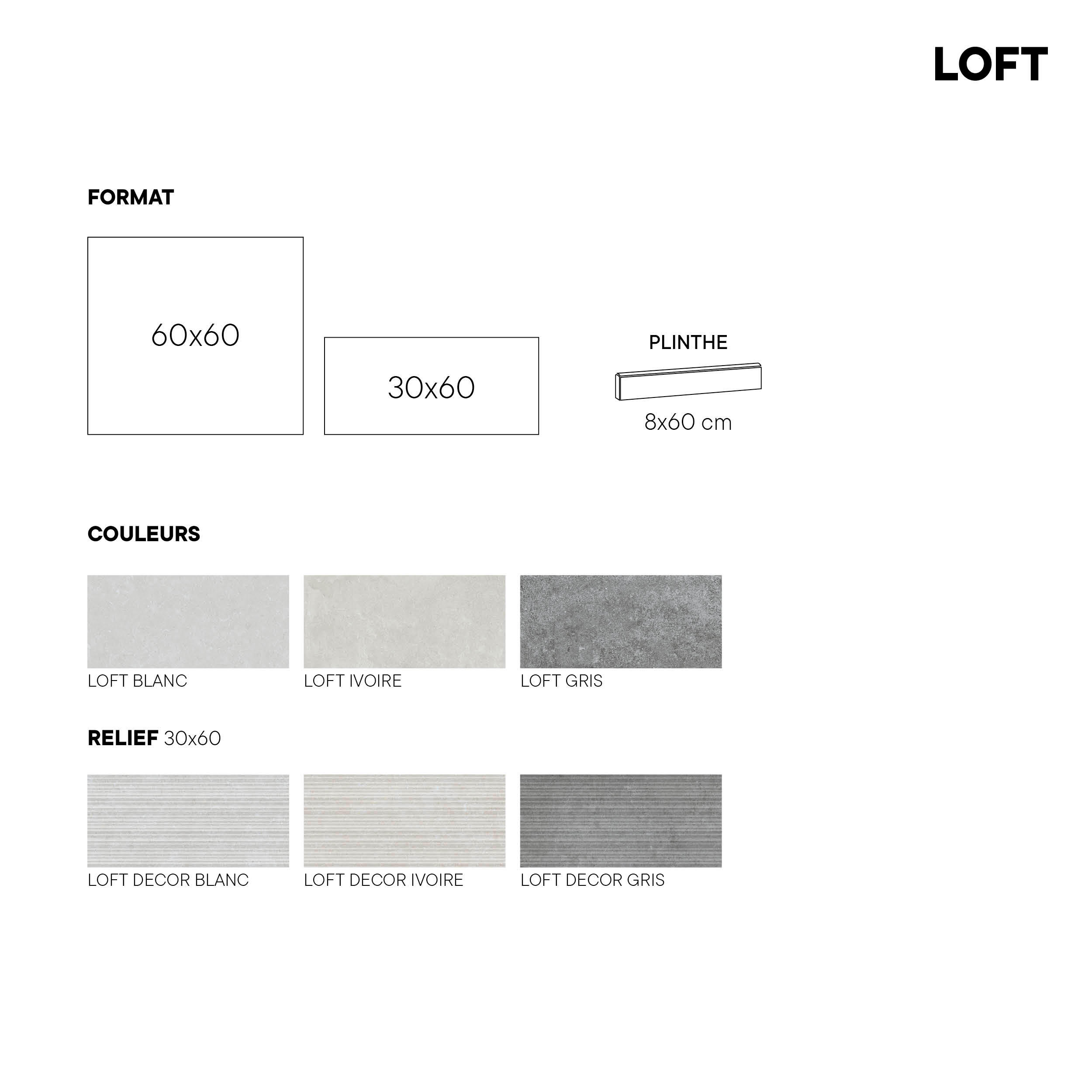 Carrelage mur intérieur effet béton blanc Loft l.30 x L.60 cm ARGENTA 1,44M2 - 5