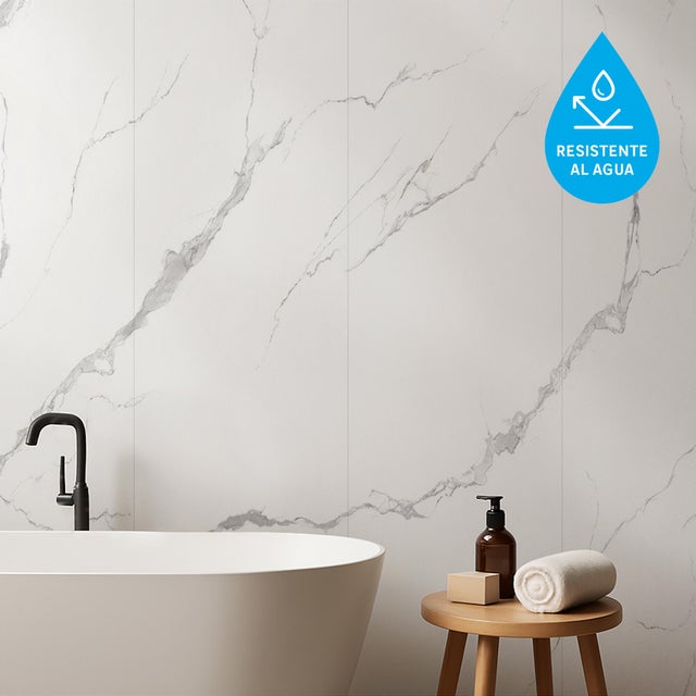 Revestimiento de pared decorativo efecto mármol vinílico SPC Imperium blanco 260x60cm