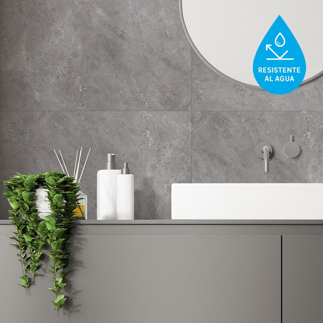 Revestimiento de pared decorativo efecto cemento de PVC serie Inspiro Twilight gris 75x45cm