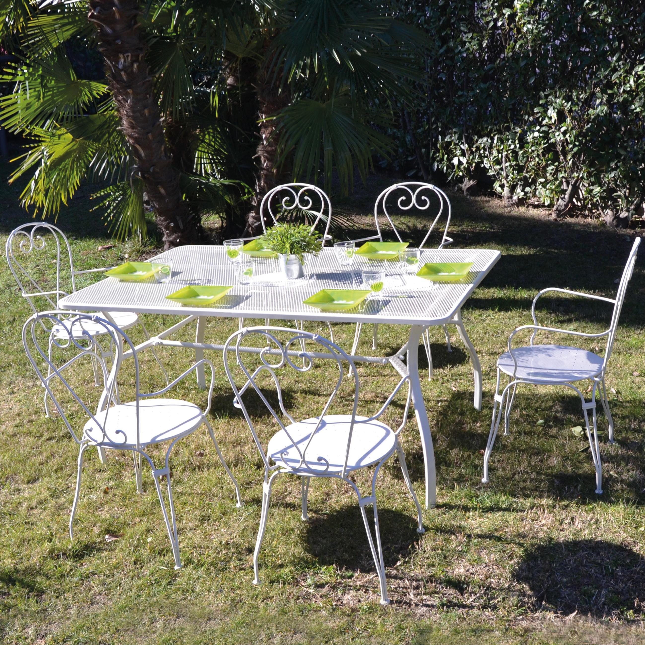 Tavolo Rettangolare Sedie Da Giardino In Ferro Battuto Pieghevoli