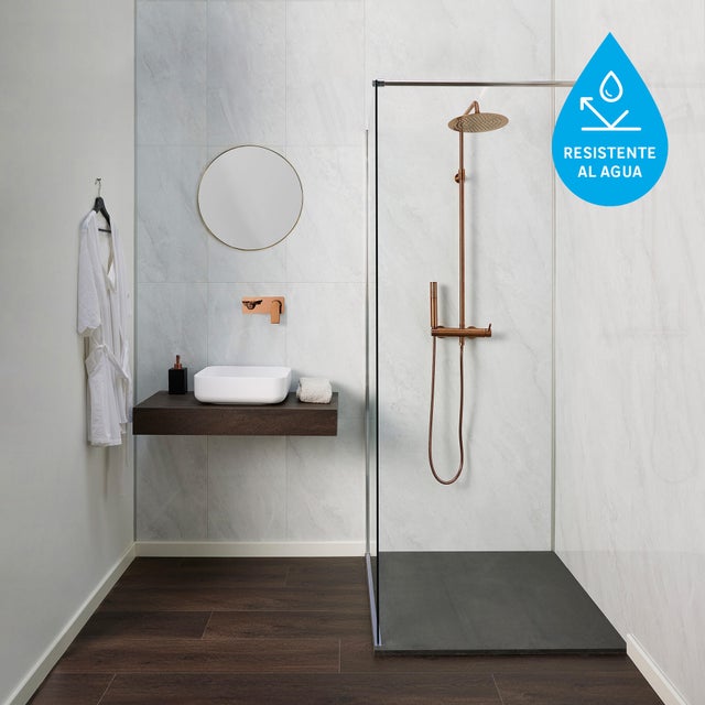 Revestimiento de pared decorativo efecto mármol de PVC Gloss Evora XL blanco de 260x90cm