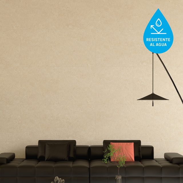 Revestimiento de pared decorativo efecto piedra vinílico SPC Pierre crema de 120x60cm