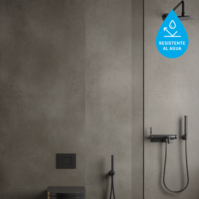Revestimiento de pared decorativo efecto cemento vinílico SPC Core gris de 260x120cm