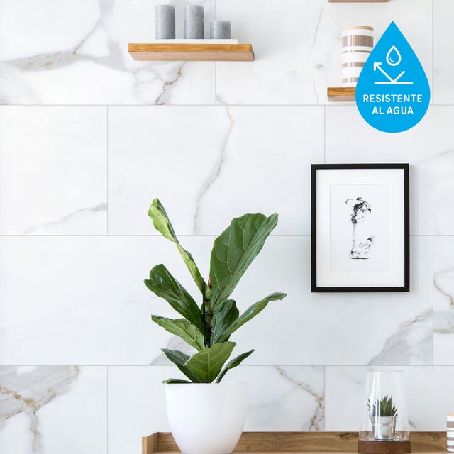 Revestimiento de pared decorativo efecto mármol de PVC serie Inspiro Spring mármol blanco 75x45cm