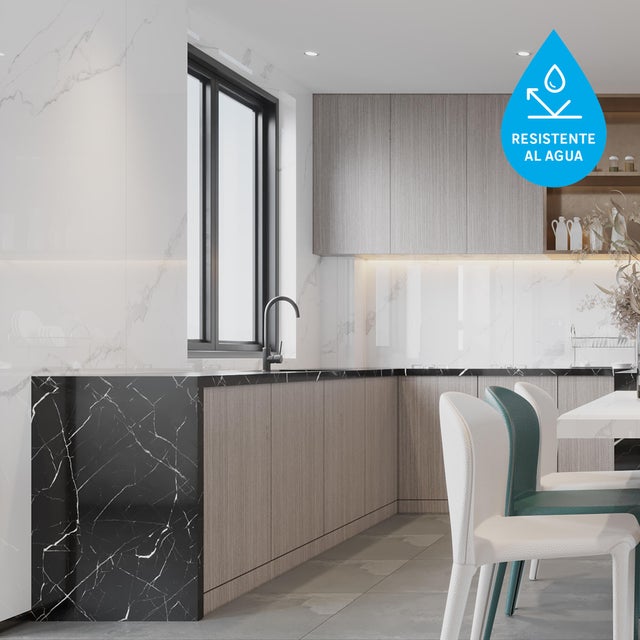 Revestimiento de pared decorativo efecto mármol vinílico SPC Imperium blanco 260x120cm