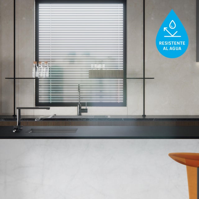 Revestimiento de pared decorativo efecto mármol vinílico SPC Nera marfil brillo 260x120cm